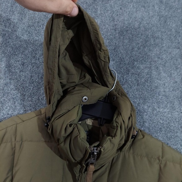 J Crew Jacket Mens Medium Green Puffer Quilted Down Hooded Winter Coat Outdoor - Picture 13 of 14